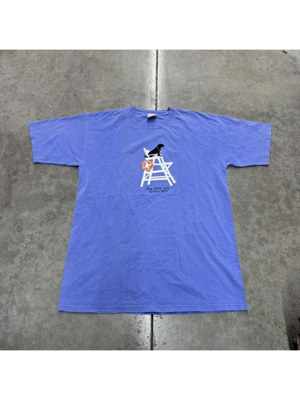vintage the good life black lab dog nature animal blue shirt size medium